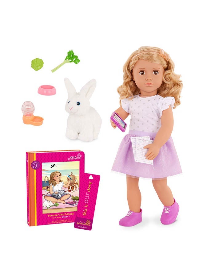 Our Generation Fashionable 18-inch Deluxe Pet Lover Girl Doll with Book and Accessories, Gifting Toys, Age 3+ years,Character-Tabby - Image 1